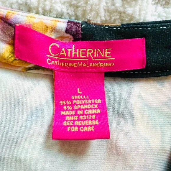 Women’s Size Large Catherine Malandrino Dark Floral Pleated Midi Dress - Picture 11 of 12